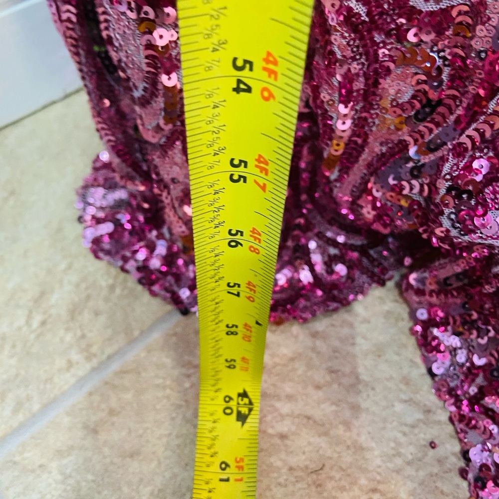 Gorgeous CAMILLE Pink Sequin Gown Sz0 Backless Prom Formal New Years Holiday - Picture 11 of 17